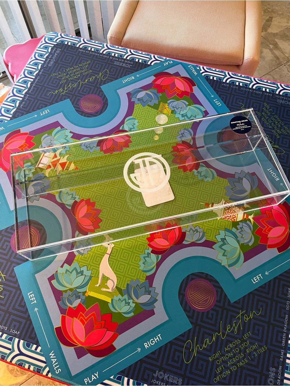 NWT Jonathan Adler Clear Acrylic Box with Sliding Top